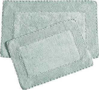 Laura Ashley Ruffle Cotton 2-Piece Bath Mat Set in Aqua at Nordstrom Rack