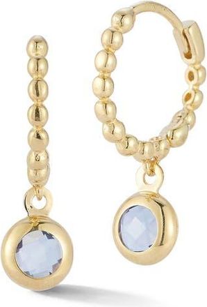 Ember Fine Jewelry 14K Blue Topaz Charm Drop Huggie Hoop Earrings in Gold at Nordstrom Rack