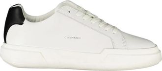 Calvin Klein Witte Leren Heren Sneaker - Heren - Sneakers - Wit - 43 EU - Polyester - Schoenen