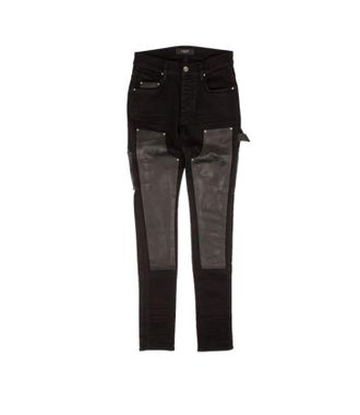 Amiri Denim Leather Workman Pants- Black