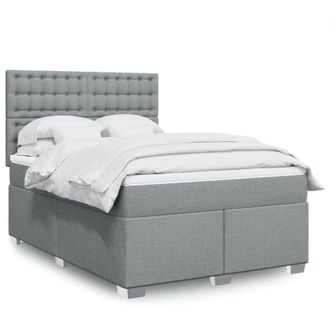 vidaXL Vidaxl - Cama Box Spring Con Colch&oacute;n Tela Gris Claro 140x200 Cm