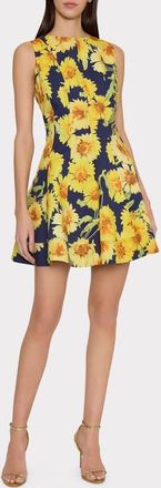 Milly Poppy Sunflower Sleeveless Fit & Flare Minidress in Navy Multi at Nordstrom, Size 12