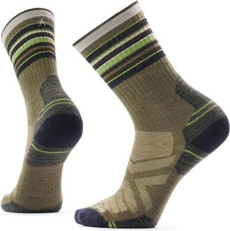 Smartwool Mens Hike Targeted Cushion Striped Crew Socks Green XL