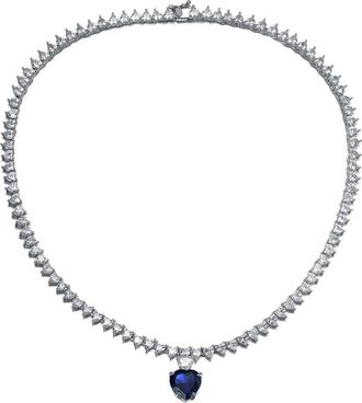 Genevive Silver Cz Tennis Necklace