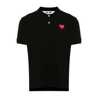 Comme Des Gar&ccedil;ons Polo Shirts, female, Black, Size: M Cotton Piqu&eacute; Polo