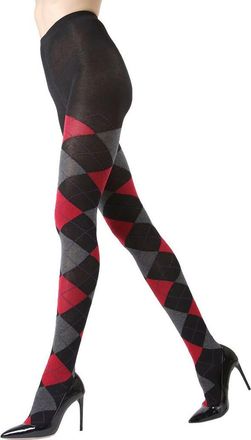 MeMoi Argyle Sweater Tights in Black-Red at Nordstrom, Size Medium