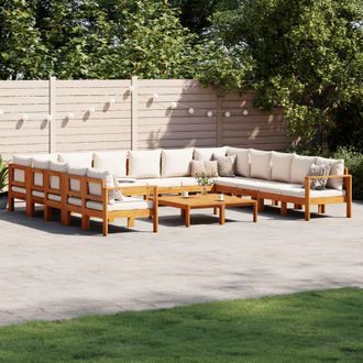 vidaXL Set De Sof&aacute;s De Jard&iacute;n Con Cojines 10 Pzas Madera Maciza Acacia Vidaxl