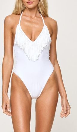 L*Space Deert Days Fringe One-Piece Swimsuit in White at Nordstrom, Size Medium