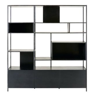 Maisons du monde Librer&iacute;a con 3 puertas de metal negro