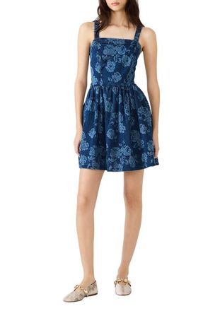 Steve Madden Kiona Floral Print Denim Minidress in Rose Frost at Nordstrom, Size 8