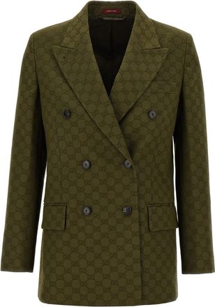 Gucci Gg Double-Breasted Blazer Blazers Verde-Donna