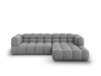 Cosmopolitan Design Sof&aacute; esquinero modular derecho 4 plazas de terciopelo gris claro