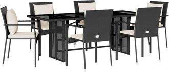 vidaXL Vidaxl - Set da Pranzo da Giardino 7 pz Nero con Cuscini in Polyrattan