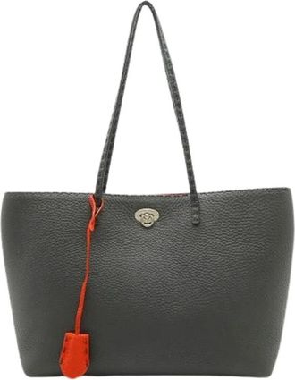 Fendi Pre-owned Carla Selleria Leren Tote Bag - Dames - Vintage Shopper - Grijs - ONE Size - Leer - Vintage