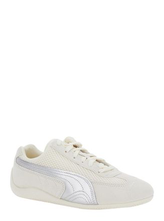 Puma Unisex Beige Low Top Sneakers With Logo Patch Leather And Textile Trainers