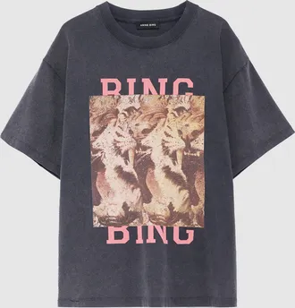 Anine Bing Tee Shirt Cade Tiger Bing Washed Black
