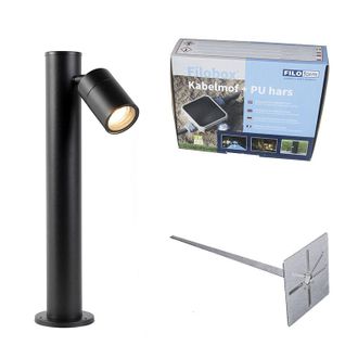 QAZQA Qazqa Moderno Baliza Negra 45cm Ajustable Ip44 - Solo Acero Inoxidable Alargada Adecuado Para Led Max. 1 X 35 Watt