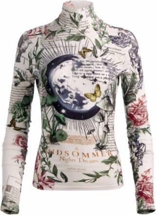 Alice & Olivia Womens Delaina Turtleneck Top In Dreamscape Moon Villa