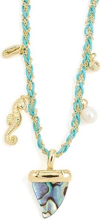 Kendra Scott Oleana Seahorse Charm Womens Necklace Womens Necklace Gold Abalone Shell, Brass/Cubic Zirconia/Rhodium-Plated