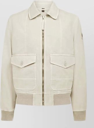 Belstaff jacket buttoned pockets point collar ribbed trims