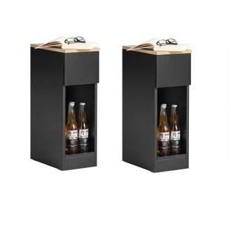 SoBuy Set De 2 Mesas Auxiliares Mesita De Noche Con 1 Caj&oacute;n Mesa Para Sal&oacute;n Comedor 20 X 35 X 60 Cm Negro Fbt111-schx2 Sobuy Es