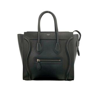 Celine Black Leather Boston Bag Handbag Tote Bag (Pre-Owned)