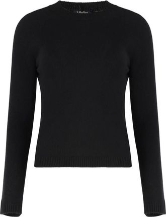Max Mara Damasco Trui met ronde hals - Dames - Ronde hals truien - Zwart - XS - Wol - Truien & Vesten