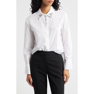 Mango Crystal Button Up Shirt in Off White at Nordstrom Rack, Size 4