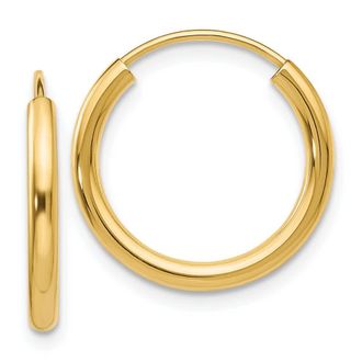 Diamond2Deal 10k Yellow Gold Round Endless Hoop Earrings