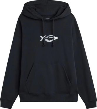 Yohji Yamamoto French Terry Liquid Logo Hoodie - male - Y-3 - Hoodies - Black - M - Sweatshirts & Hoodies