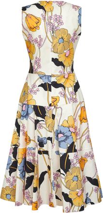Marni Womens Cream Poplin Midi Dress With Floral Print Cotton