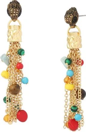Kurt Geiger Pav&eacute; Bead Tassel Chandelier Drop Earrings in Gold/Multi at Nordstrom