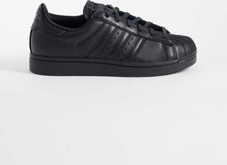 adidas Originals Superstar II - Sneakers triplo nero con linguetta intrecciata