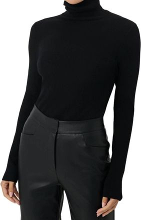 Toccin Valeria Rib Knit Turtleneck Sweater In Jet Black