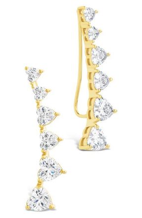 Sterling Forever Jillian Cubic Zirconia Heart Threader Earrings in Gold at Nordstrom