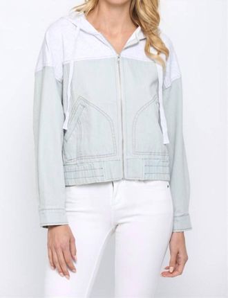 Fate French Terry Hood Denim Jacket In Green