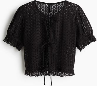 H&M Shirt aus Pointellestrick - Schwarz