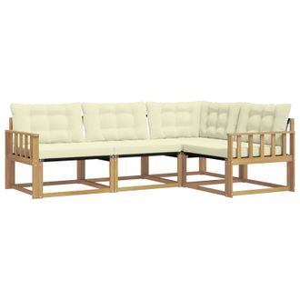 vidaXL Conjunto De Sof&aacute;s De Exterior Con Coj&iacute;n 4 Pcs Blanco Y Crema Vidaxl