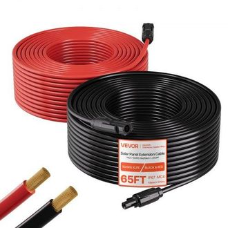 OEM Cable Solar 6 Mm&sup2;, Cable De Extensi&oacute;n Para Paneles Solares, Negro De 19,81 M Y Rojo De 19,81 M, Con Conectores Mc4 Hembra Y Macho, Ip67 Impermeable, P