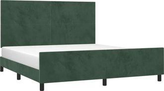 vidaXL Vidaxl - Estructura Cama Con Cabecero Terciopelo Verde Oscuro 180x200 Cm