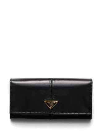 Prada large leather wallet - women - Calf Leather/Leather - One Size - Black