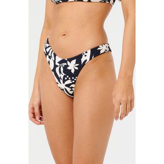 Rip Curl Topanaga Geo High Cut Bikini Bottoms in Black at Nordstrom, Size Small