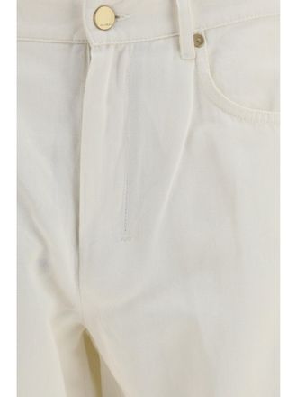 Max Mara Cotton-Linen Blend Trousers - White