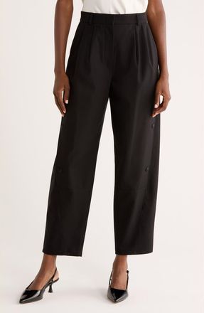 Max Mara Duomo Button Detail Tapered Pants in Black at Nordstrom, Size 16