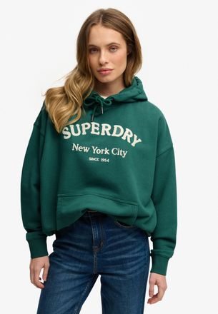 Superdry Kapuzensweatshirt SUPERDRY Luxe Casual Emb Relaxed Hood, Damen, Gr. XL, pine gr&uuml;n, Sweatware, Obermaterial: 100% Baumwolle, bedruckt, normal, Rundhals