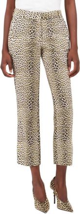 Roberto Cavalli Pop Jaguar Print Broek - Dames - Vrijetijds broeken - Geel - XS - Katoen - Broeken