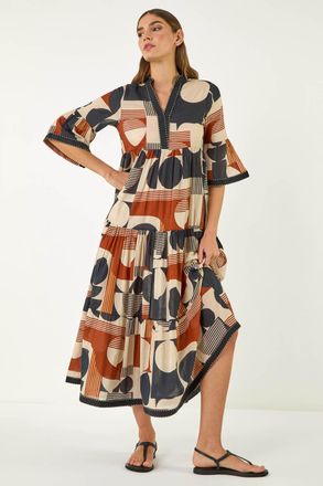 Roman Geometric Boho Maxi Dress