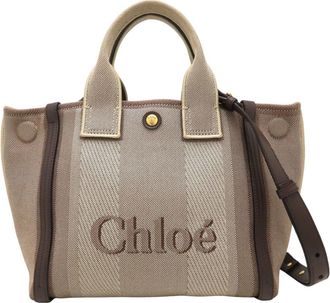 Chlo&eacute; Brown Coal Canvas Leather Tote Bag (Pre-Owned)