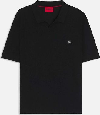 HUGO BOSS Mens Shiplom Knit Polo Sweater - Black - Size: 40