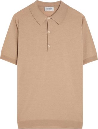 John Smedley Macloud Merino Wool Polo Shirt - Beige - XL